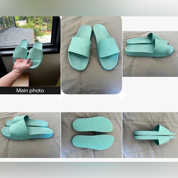 Louis Vuitton mens Waterfront Mules slide Green (mint) US size 12 - Picture 1 of 1